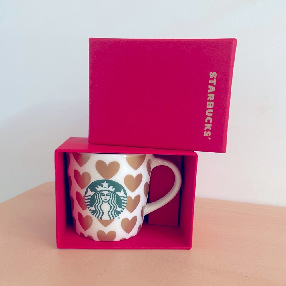 BNIB Starbucks Gold Hearts Holiday Theme Espresso Cup